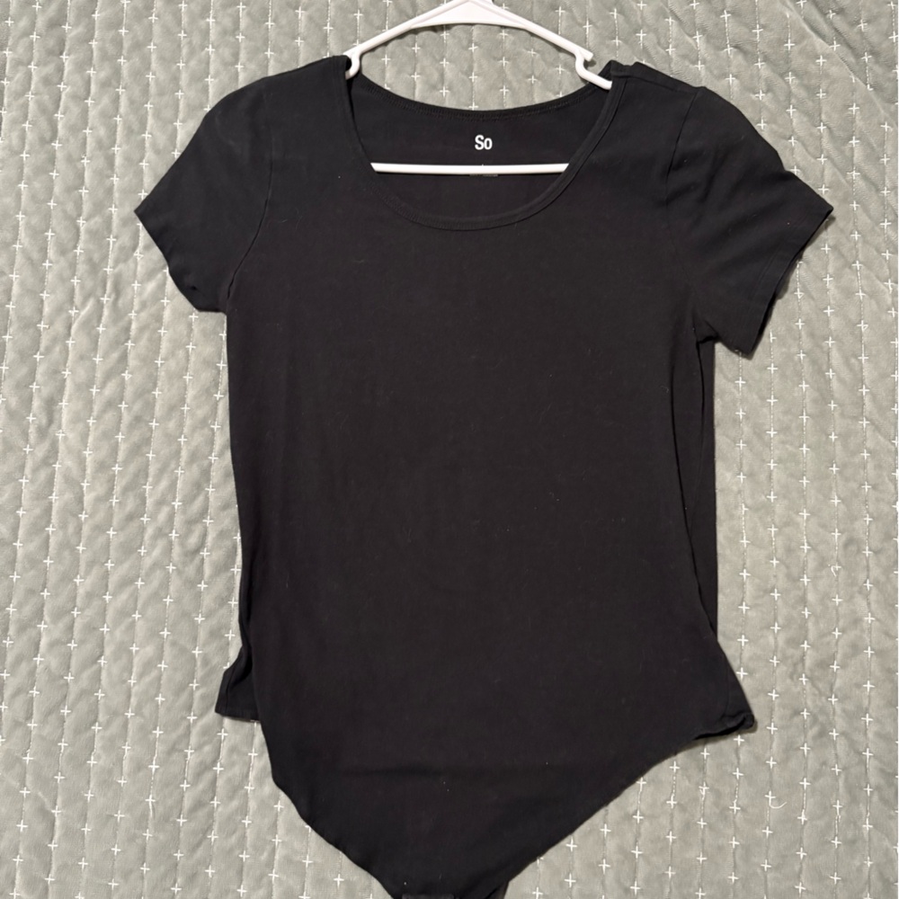 SO Black Short Sleeve Women's Bodysuit Style Top